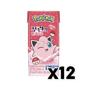 포켓몬 푸린의 딸기우유 팩우유 190ml x 12개