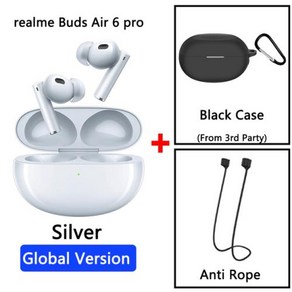 Realme Buds Ai 6 Po 글로벌 버전 트루 와이어리스 이어폰 심해 소음 감소 2.0 블루투스 5.3 IP55 헤드폰 50dB, 8) Silve GL n black