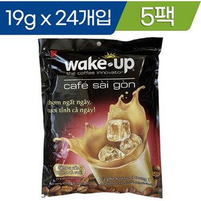 베트남 비나카페 Wake Up Cafe Saigon 웨이크업 카페 사이공 커피 믹스 5봉, 24개입, 5박스, 19g