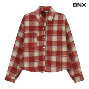 BNX 시즌오프 체크 카라 원 포켓 크롭 남방 셔츠 BW4BL011L0 136151 {!마감임박!}, F, 블랙