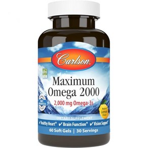 Calson - Maximum Omega 2000 2000 mg Omega-3 Fatty Acids Including EPA and DHA Wild-Caught Nowegian, 1개, 60정