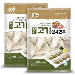 쫀득쫀득 감자 고기잎새만두 1kg+1kg/왕만두/교자만두/고기만두/간식대용/식사대용/만두국, 1kg, 2개