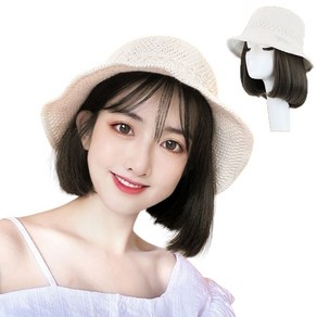 이쁘다샵 가발위드 통기성 좋은 니트 짜임창 모자가발, 블랙브라운, 1개