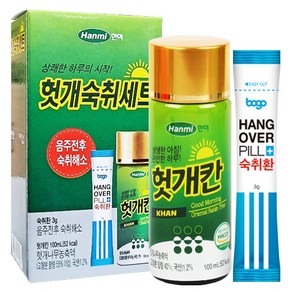 [임박] 한미 헛개숙취세트 헛개칸 100ml + 숙취환 3g 1세트(1병+1포), 1세트