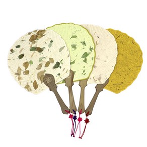 전통 낙엽 한지부채 대, 01 아이보리, 1개
