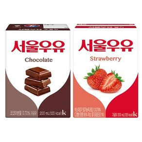 서울멸균우유 24팩 200ml 딸기우유+초코우유 총24팩, 24개