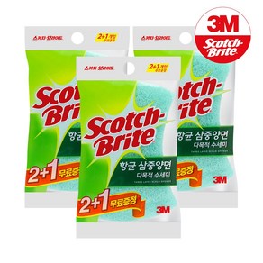 3M 스카치브라이트 삼중 양면 다목적 수세미 + 은사수세미, 3개, 3개