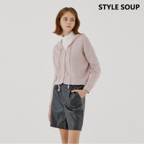 [숲(SOUP)] 23%쿠폰 SOUP 후드 버튼 크롭카디건
