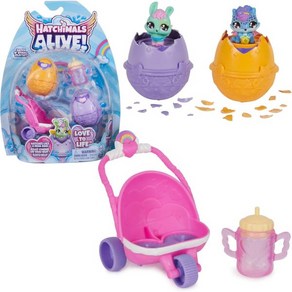 해치멀스 얼라이브 셀프 해칭 에그 해치 앤 스트롤 플레이세트, Hatchimals Alive Playset With, 1개