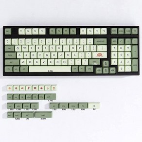 Mintcaps PBT 일본 키캡 말차 그린 XDA 프로파일 귀여운 세트 124키 맞춤형 염료 서브 키보드 체리 게이트론 MX 스위치 기계식 키보드용 107033 911RB, Matcha English