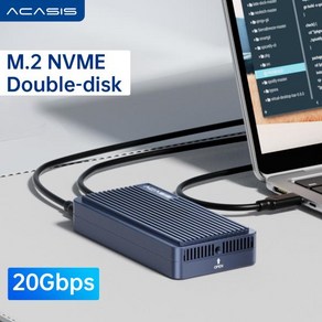 Acasis USB 3.2 듀얼 베이 인클로저 NVME SSD 케이스 지지대 레이드 모드 드라이버 20Gbps, 02 US Plug, 한개옵션1