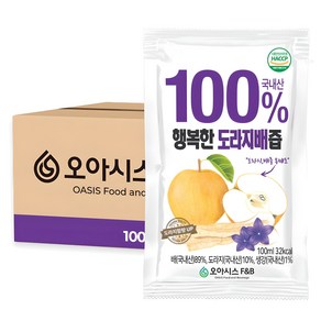 오아시스 국내산 도라지배즙, 100개, 100ml