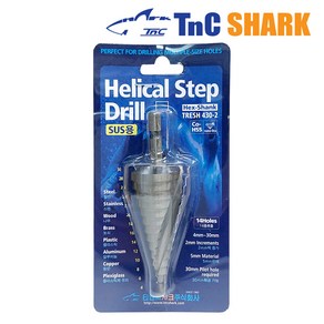 TnC Shak 티앤씨샤크 육각 임팩 헬리칼 스텝드릴 비트 TRESH430-2 4-30mm, 1개