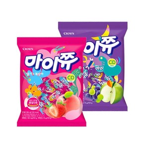 크라운제과 크라운 마이쮸 봉지 284g 세트 / 2종 총 8봉 (딸기복숭아 4봉 + 포도사과 4봉), 8개