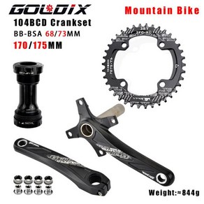 자전거크랭크커버 GOLDIX MTB 자전거 크랭크 체인 링 알루미늄 합금 하단 170mm 크랭크 블랙 32T 34T 36T 38T 플레이트 104BCD, 01 170mm, 01 Cank BB Round 40T, 1개