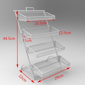 MORE이동식 진열대 행사 과일매대 베이커리 껌 과자 계단식, [S] 4단 화이트, 1개