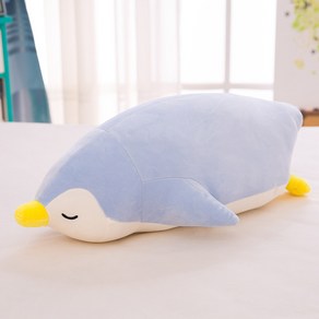 인형 펭귄 귀여운 대형 애착 부드러운 바디필로우 롱쿠션, 푸른색, 50cm