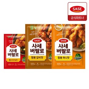 사세 윙 오리지널맛 420g+윙봉 갈비맛 600g+윙봉 허니맛 600g, 600g, 2개