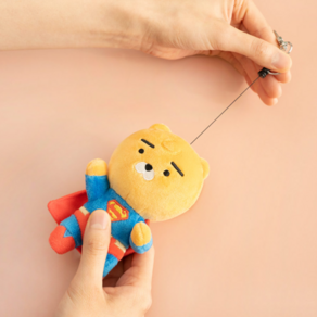 카카오프렌즈 키링 슈퍼맨 라이언 DC 릴타입 인형키링, 1개