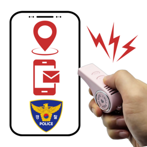 버튼 한번! 112와 가족에게 SOS! 110데시벨 강력경보음 구조문자 내 위치정보 자동전송 호신용품 [팅벨SOS], 라이트핑크, 1개