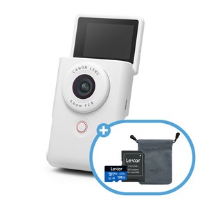 캐논코리아 정품 PoweShot V10 화이트 + 렉사 Mico 128GB + 파우치 [파워샷 V10]