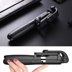 이츠라이프 블루투스 셀카봉 삼각대 접이식 폴딩 70cm 155g, 블랙, 1개