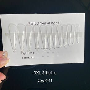 네일 연습네일 사이징 카드 지침을 눌러 가짜 팁 투명 전체 아크릴 세트, 01 3XL Stiletto