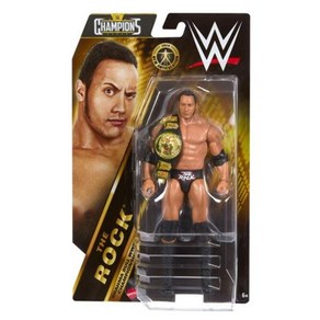 WWE Champions The Rock with Attitude Ea 챔피언십 벨트 15.2cm(6인치) 기본 액션 피규어, WWE Champions The Rock with At