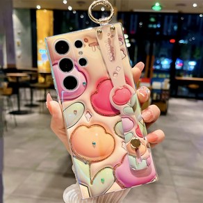 에르모사 갤럭시 노트20 노트20울트라 케이스 GALAXY PHONE CASE 3D 프린팅 플라워 핸드 스트랩 휴대폰 케이스