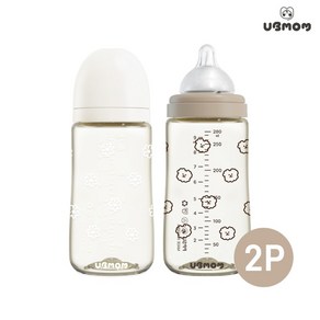 유비맘 NEW PPSU 디자인 아기 젖병 280ml 1+1 꼭지포함, 데이지(화이트)/데이지(화이트), 2개