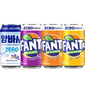 코카 환타 제로 350ml 오렌지+파인애플+포도+암바사 제로 345ml 각6캔씩 (총24캔), 24개