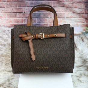 [미국직배송] 마이클코어스 Michael Kos Emilia Small Logo Satchel 에밀리아 멀티 패턴 스몰 사첼백 35H0GU5S1B-BROWN