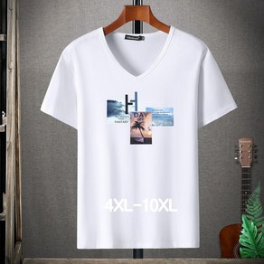 쥬엔리치 4XL~10XL 남자 빅사이즈 반팔 티셔츠 면 V넥 캐쥬얼 남성 루즈핏 데일리 여름 티