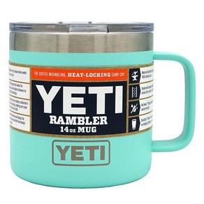 YETI 예티 램블러 14oz 스테인리스 머그컵 뚜껑 포함, White, 1개