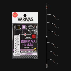 바리바스 빙어 바늘 와카사기 히바라 맥스 빙어채비 6본, 1.0호, 1개