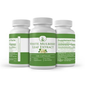 퓨어 오가닉 Pue Oganic Ingedients 화이트 멀베리 잎 뽕잎 추출물 430mg 캡슐 100정, 1개