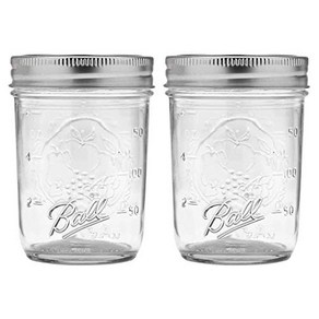 Ball Regular Mouth Mason Jars with Lids & Bands Half Pint 8-oz (2-Pack)