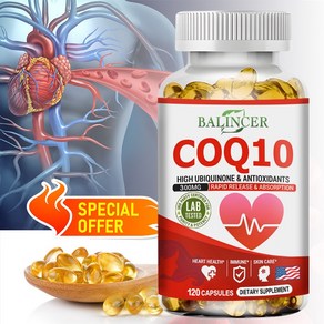 Balince CoQ10 소프트캡슐 - 300mg - 흡수율이 높고 항산화 작용으로 심장 피부 면역 건강 지원 - 120캡슐, 1박스, 120정