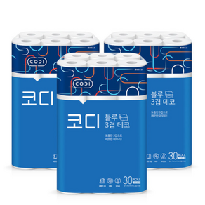 코디 블루 3겹 데코 27m 30롤 X 3팩, 3개