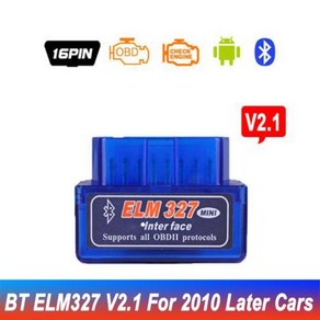 자동차 OBD 스캐너 코드 리더 도구 블루투스 ELM327 V21 V15 자동차 진단 도구 안드로이드용 슈퍼 미니 ELM 327, 1개, V2.1 Fo 2010 Late_2