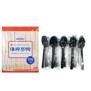 생활을그리다 대나무 젓가락 100p + 다회용 스푼 블랙 50p