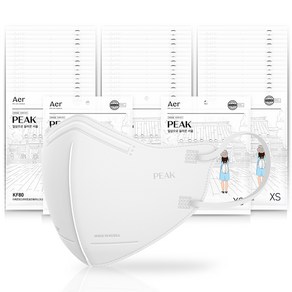 아에르 피크라이트 보건용 마스크 KF80 초소형, 화이트, 1개, 50개입