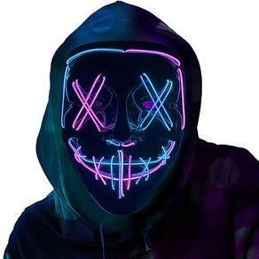 에이런 할로윈 LED 마스크 Halloween mask costumes, 핑크/아이스블루 크로스, 1개