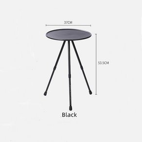 캠핑사이드테이블 원액션테이블 캠핑보조테이블 야외 캠핑 삼각대 라운드 테이블 알루미늄, 블랙 테이블