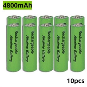 대용량 알카라인 충전식 배터리 1.5V AA AAA 3800mAh 4800mAh, 10개