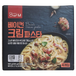 쉐프엠 베이컨 크림파스타 230g x 4입, 아이스팩 포장, 4개