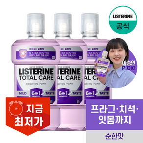 리스테린 토탈케어 마일드 구강청결제, 1L, 3개