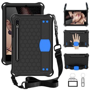 갤럭시 탭S9 X710 X716 회전 스트랩 에바폼 케이스, 레드-블랙, 1개