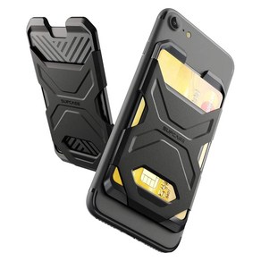 SUPCASE Adhesive Slim Wallet (2-Pack) Ulta Thin S SUPCASE 접착식 슬림 지갑 (2팩) 초박형 접착식 실리콘 신용 카드 홀더 스티커 접, 1개, Black