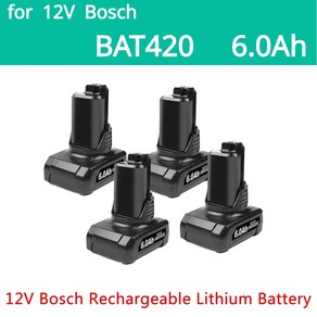 BAT413A PS20-2 교체 12V 2607336013 Bosch D-70745GOP 6.0Ah BAT411 BAT412A 2607336014 BOSCH 배터리, 1개